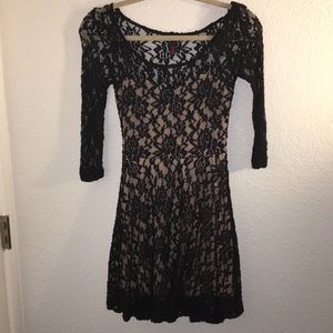 Black & Nude Lace Dress